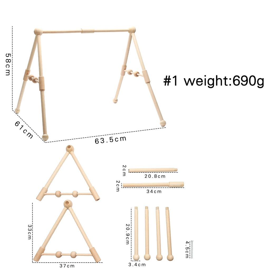 Newborn play gym – natural beech wood arch