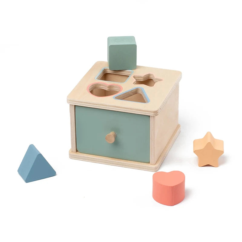 Montessori Wooden Sensory Toy – Color & Shape Sorting, Coin Slot Box, Educational Game Ages 3-5