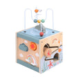5-in-1 wooden activity cube full view – natural wood