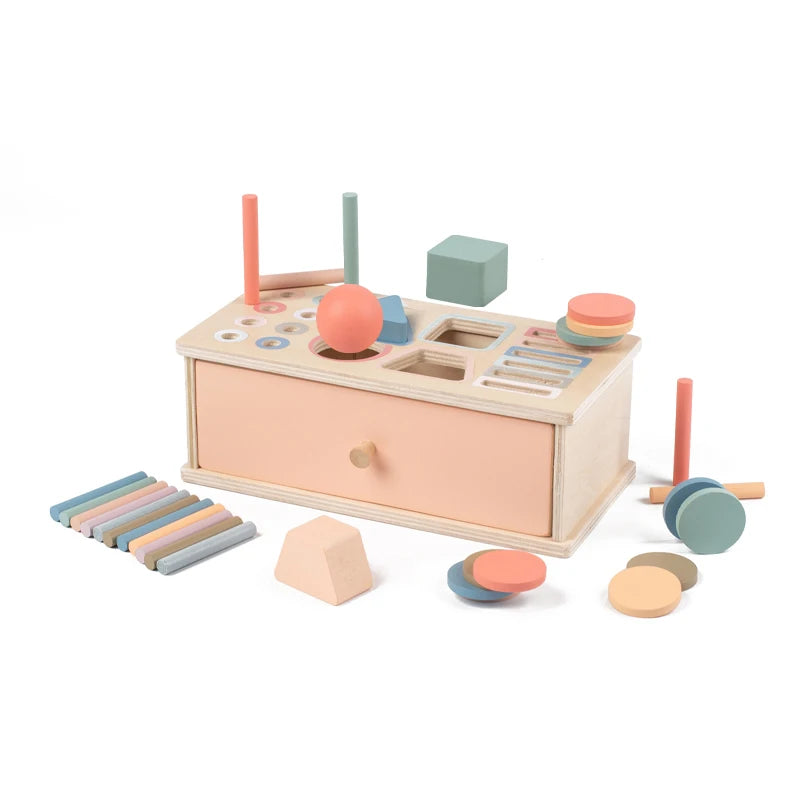 Montessori Wooden Sensory Toy – Color & Shape Sorting, Coin Slot Box, Educational Game Ages 3-5