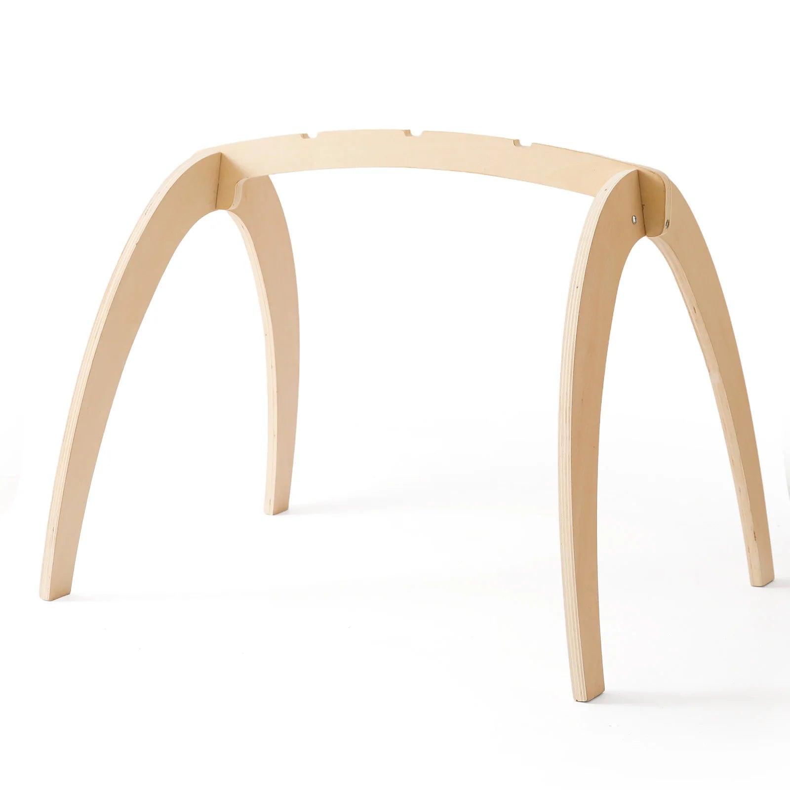 Wooden nursery play gym with hanging toy bar