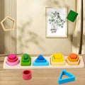 Natural wood sorting toy pieces spread out – 20 pieces