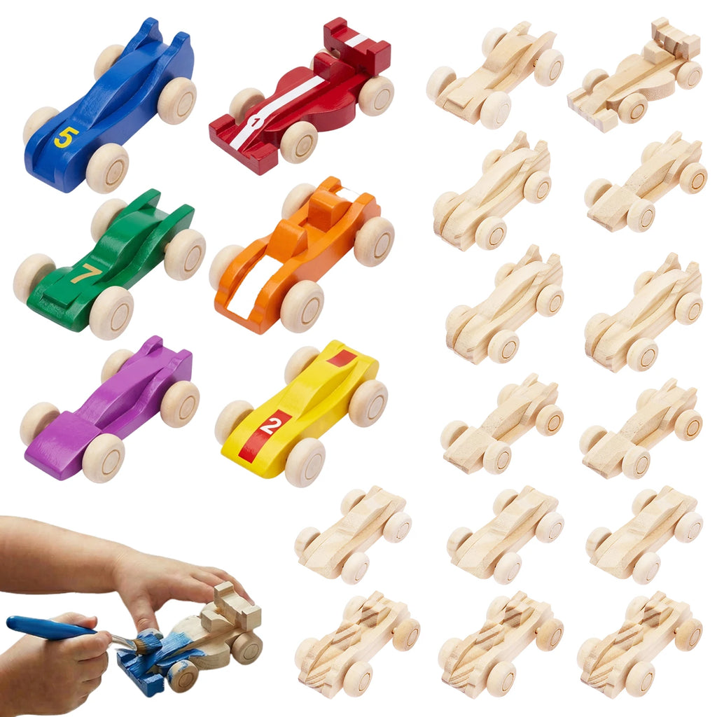 20 unfinished wooden cars to customize and paint